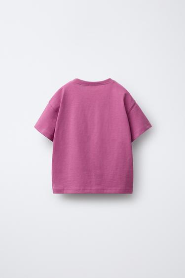 BASIC T-SHIRT WITH EMBROIDERED HEART - Pink by Zara - Image 1