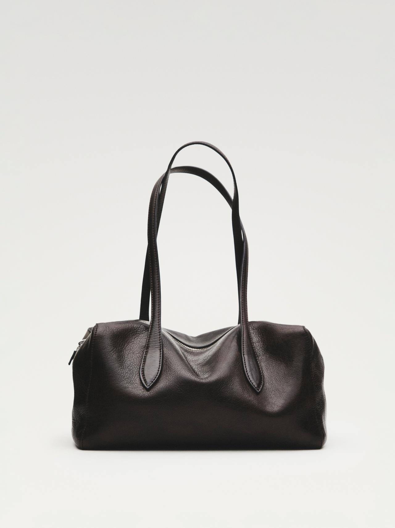 West nappa leather satchel — Brown