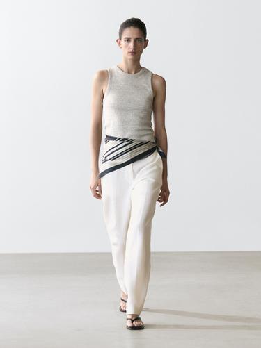 Zara Linen suit trousers - Oyster-white - Image 0