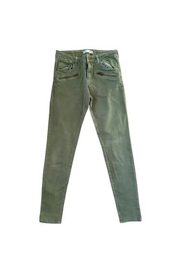 SKINNY KHAKI JEANS WITH ZIPS