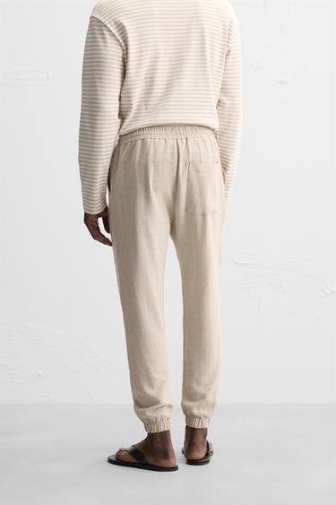 REGULAR FIT VISCOSE-LINEN TROUSERS - Light beige by Zara - Image 2