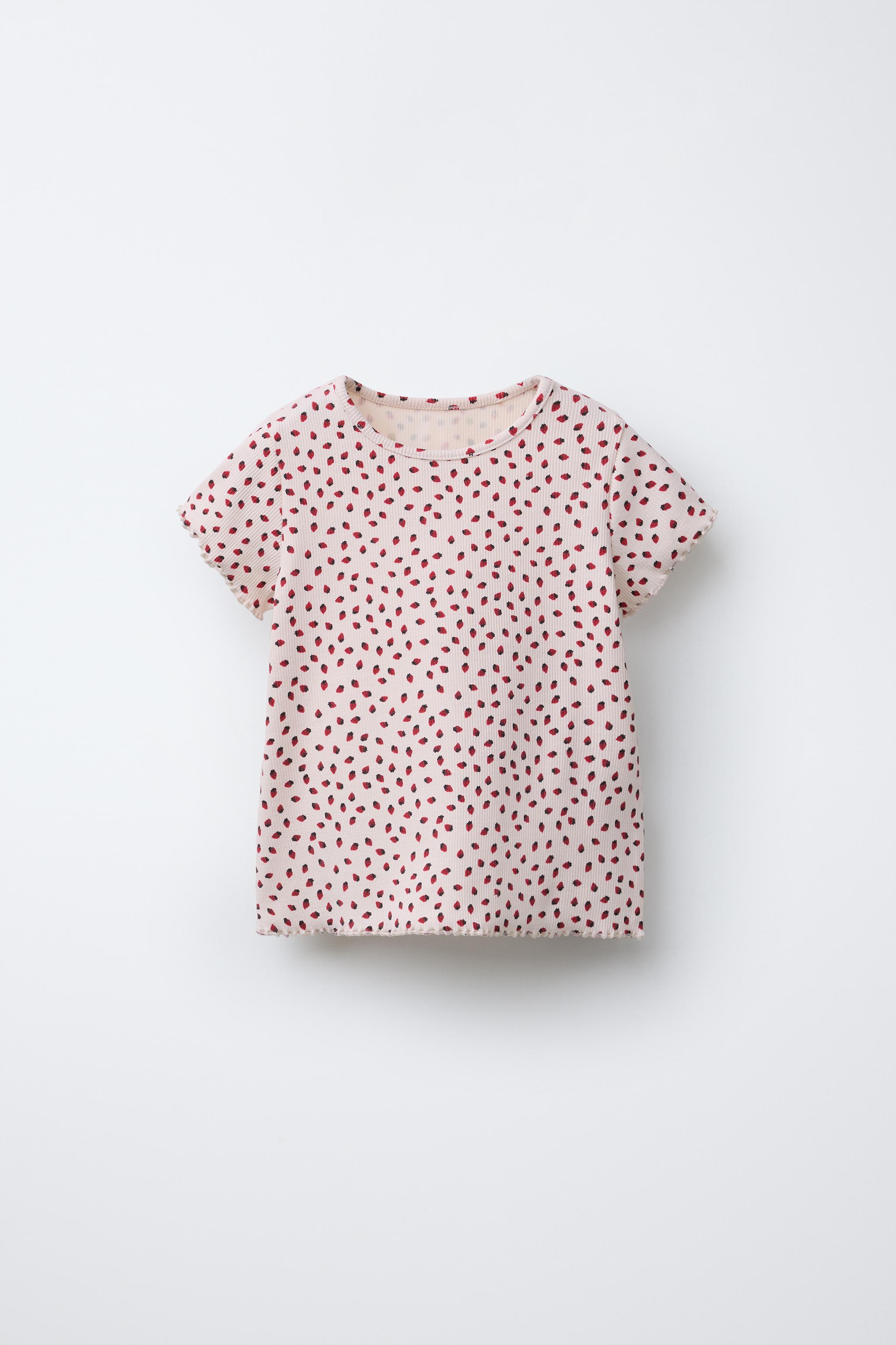 PRINTED RIB T-SHIRT - Ecru / Beige | ZARA United States