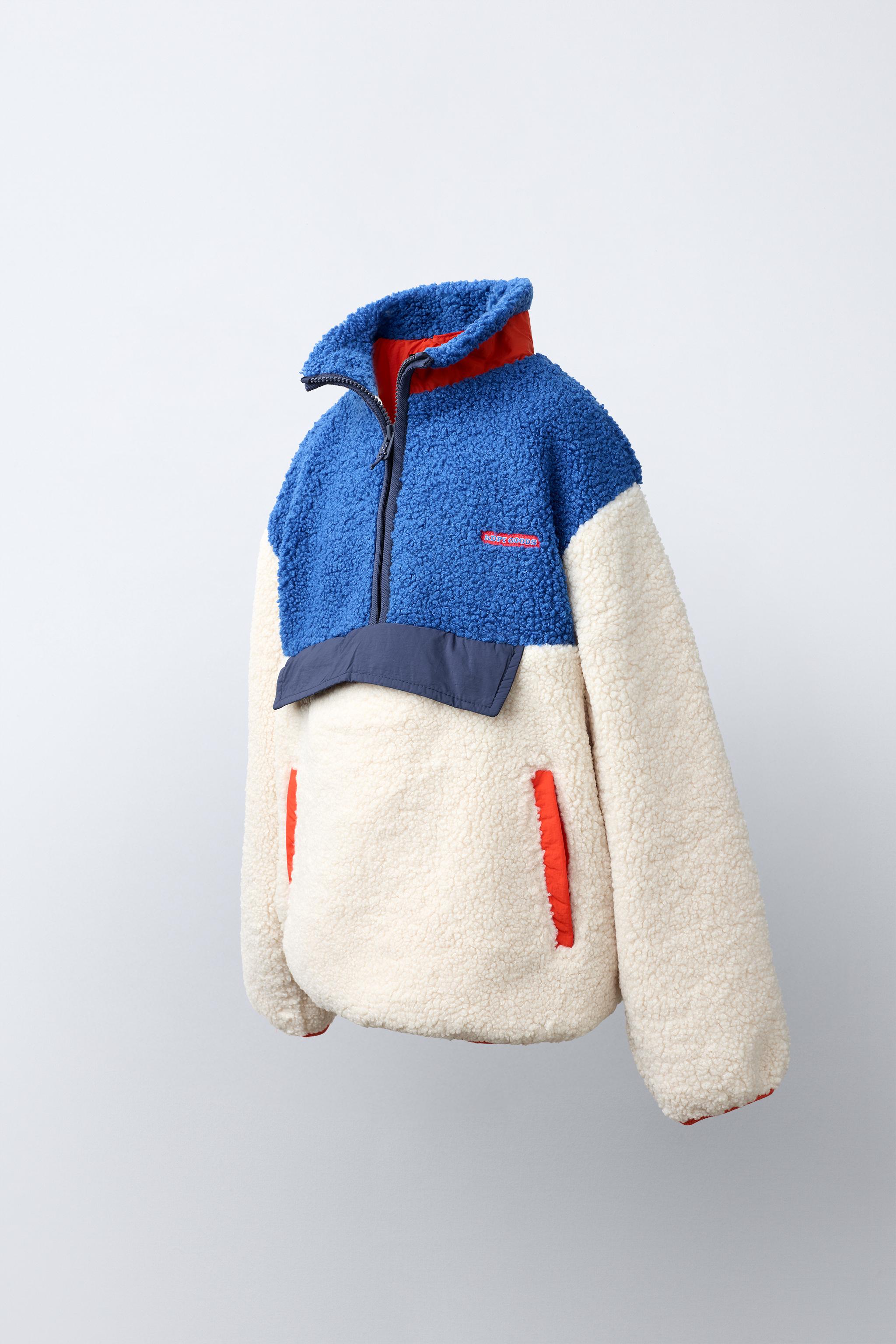 COLORBLOCK FAUX SHEARLING JACKET