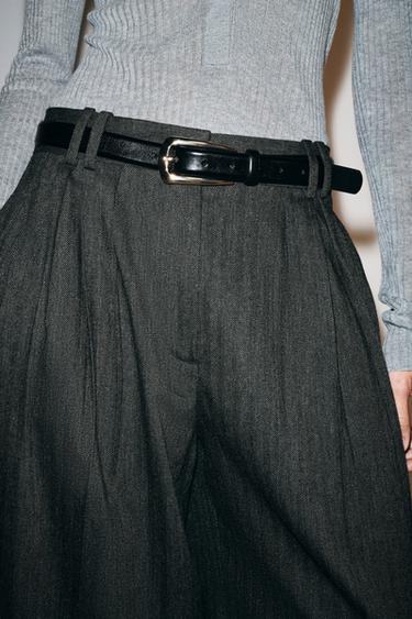 100% LEATHER BUCKLE BELT — Black 1