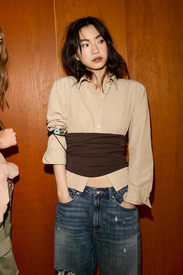 BERMUDA JORTS JEANS TRF RASGOS CINTURA MÉDIA - Azul-claro da Zara