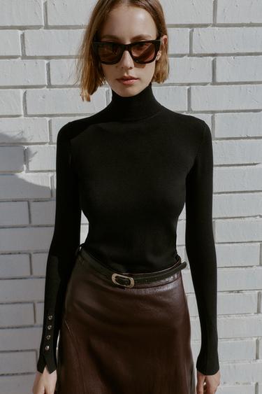 BASIC PLAIN KNIT JUMPER - Black by Zara