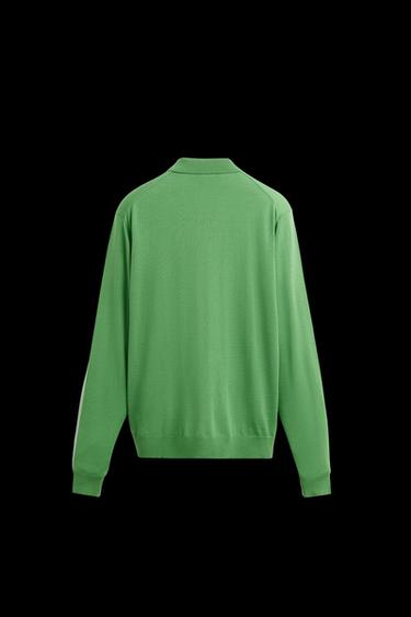 100% WOOL KNIT POLO SHIRT - Green by Zara