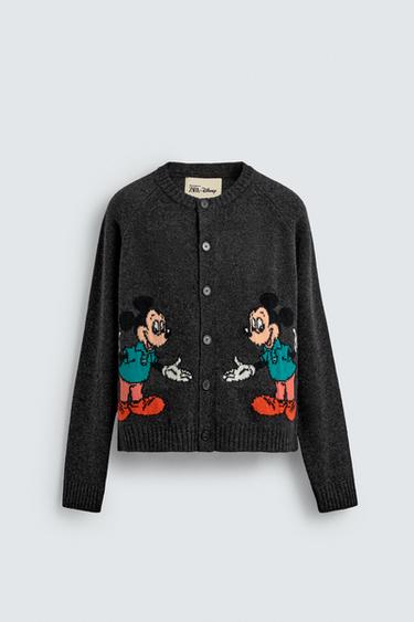 Zara MICKEY MOUSE WOOL CARDIGAN HARRY LAMBERT FOR ZARA X DISNEY - Charcoal