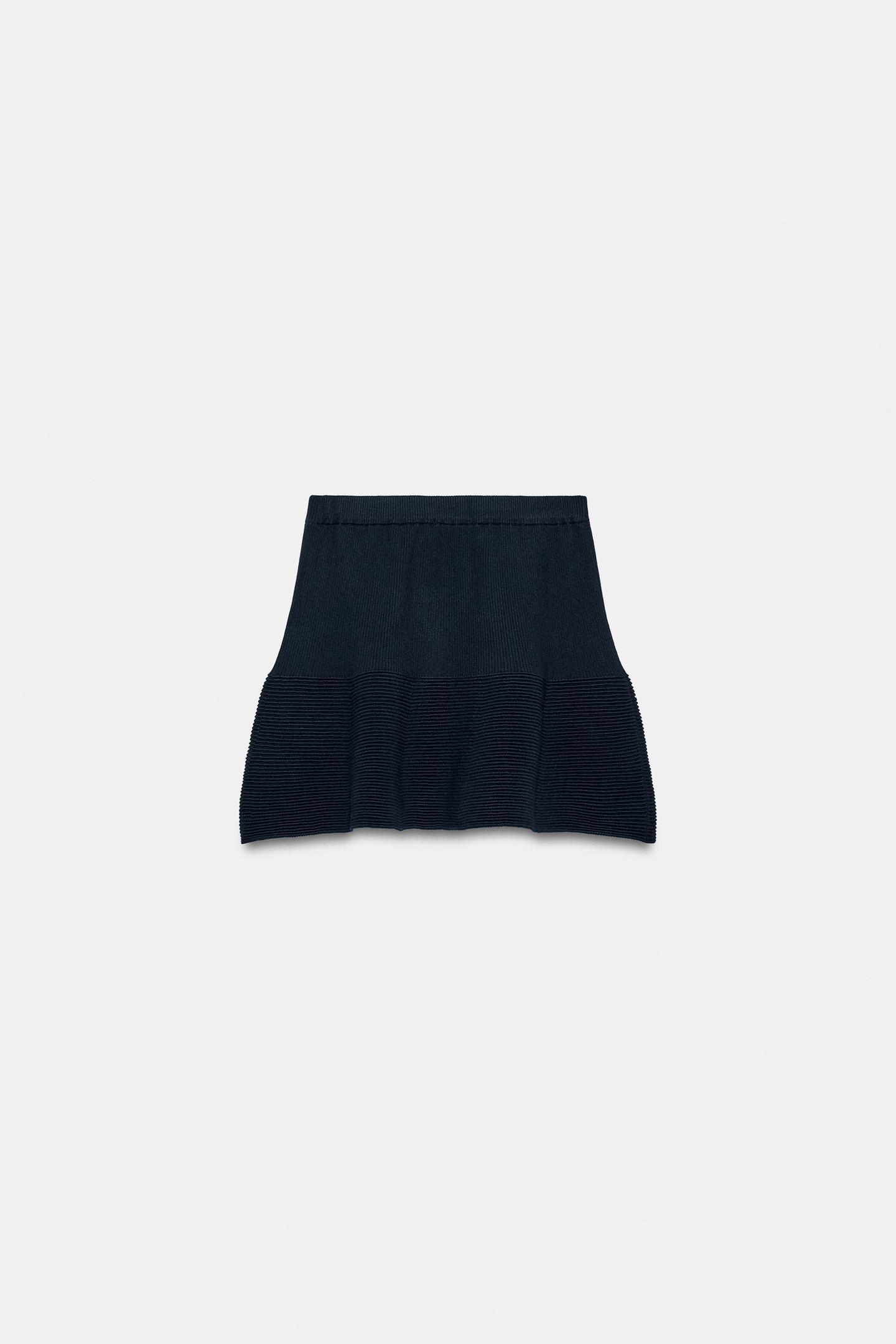 Женская юбка Zara Peplum Knit Mini, цвет: Тёмно-синий — фото 8