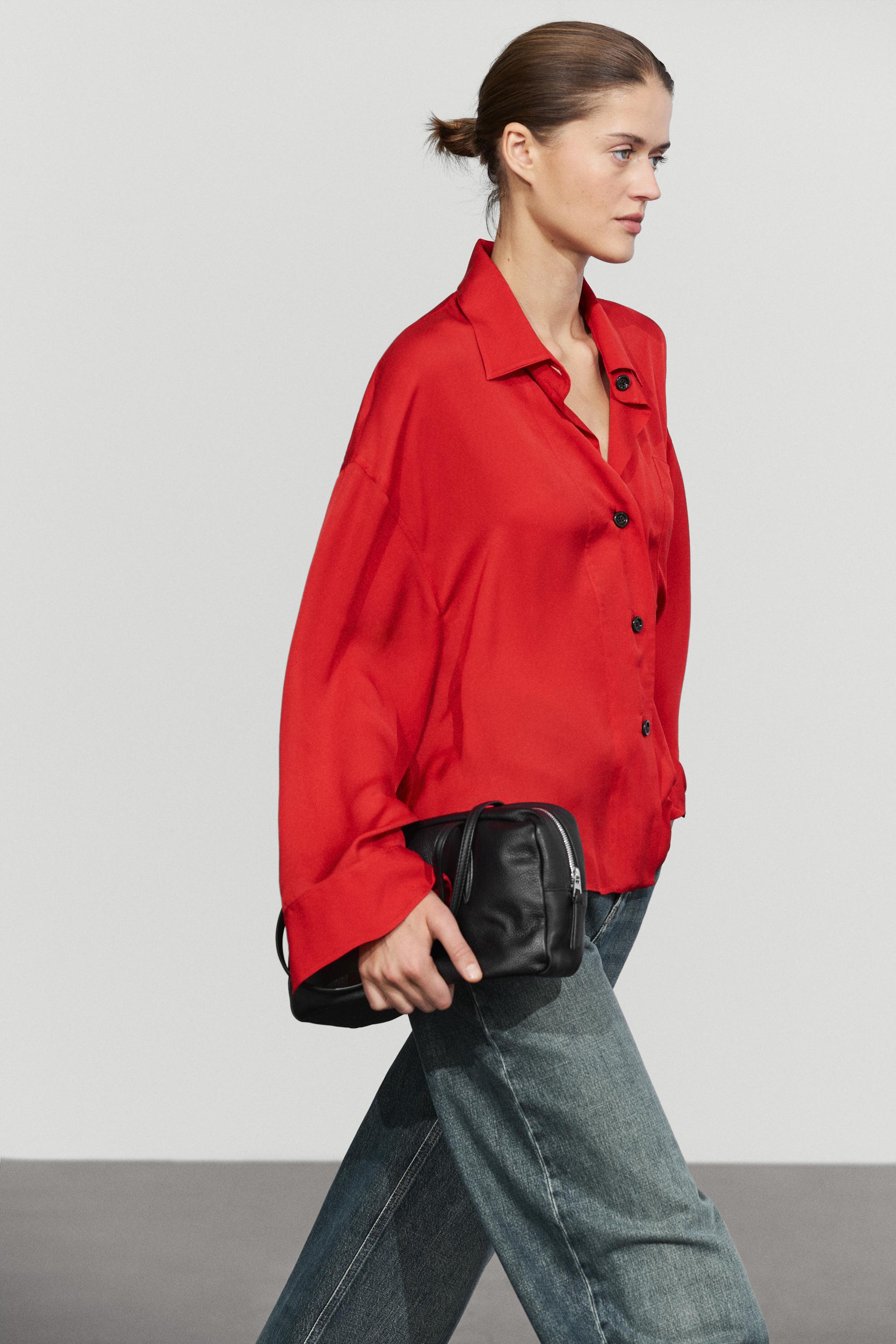 Chemise fluide oversize avec poche poitrine