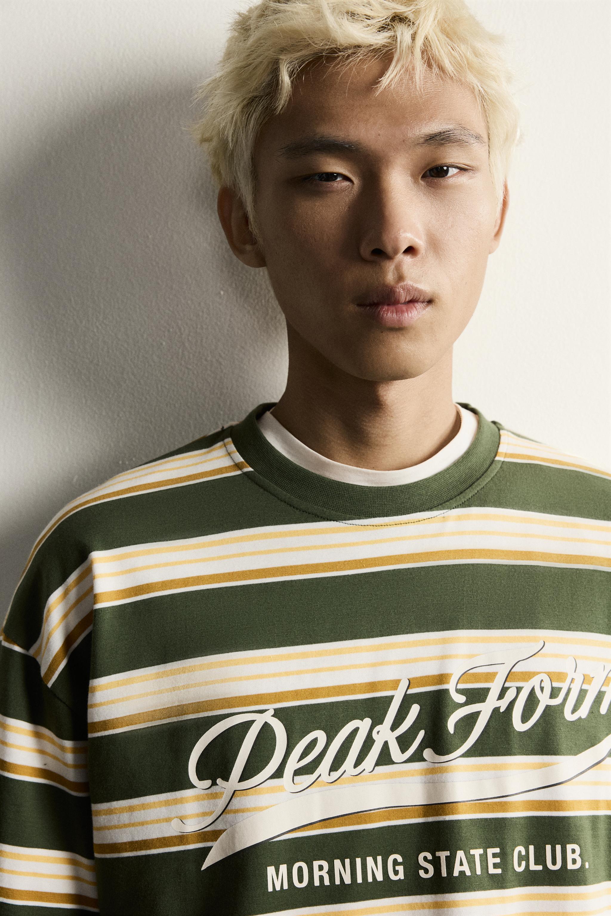 Мужские футболки Zara RELAXED FIT STRIPED TEXT T-SHIRT — фото 5
