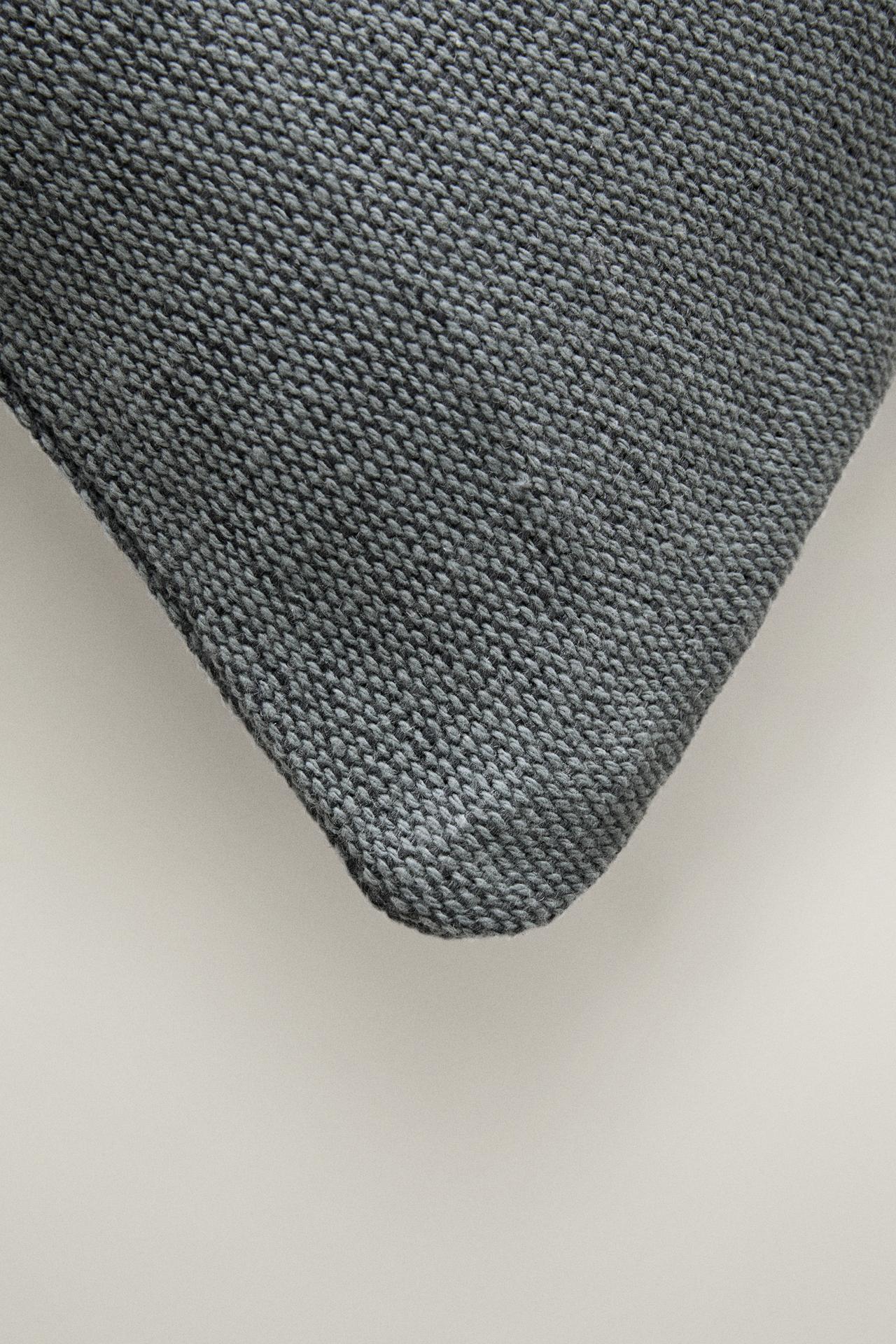JUTE AND COTTON CUSHION COVER — Light blue