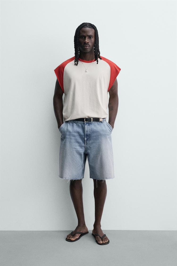 ZARA RELAXED FIT CHINO DENIM BERMUDA SHORTS