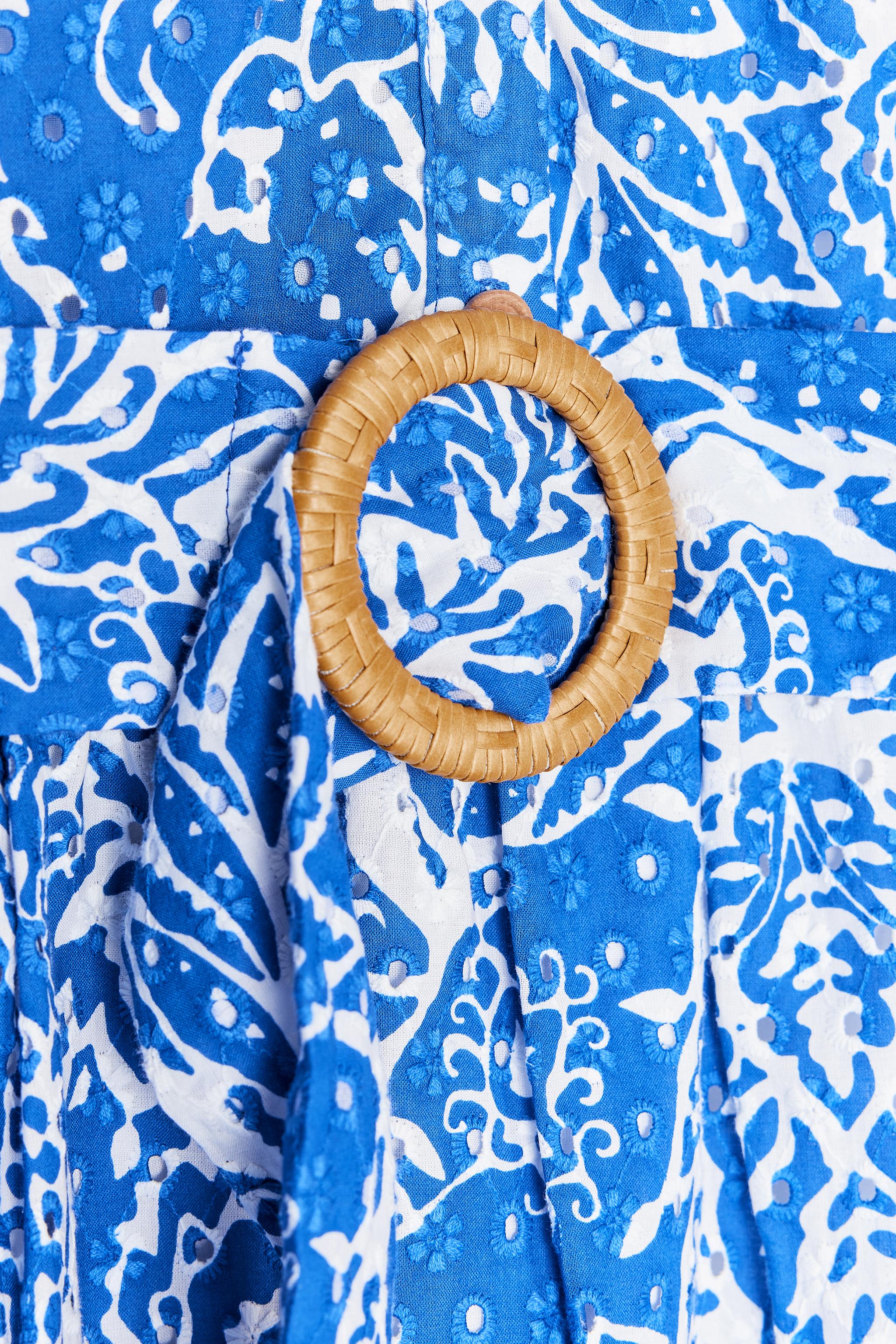 【ZARA】刺繍入りベルト付きシャツワンピース 2157/047/044 刺繍入りベルト付きシャツワンピース - 青色/白色 | ZARA Japan
