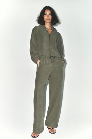 WIDE-LEG TROUSERS - Dark khaki by Zara - Image 0