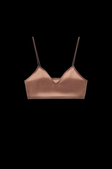 Zara POLYAMIDE TRIANGLE BRALETTE - Beige-pink - Image 0
