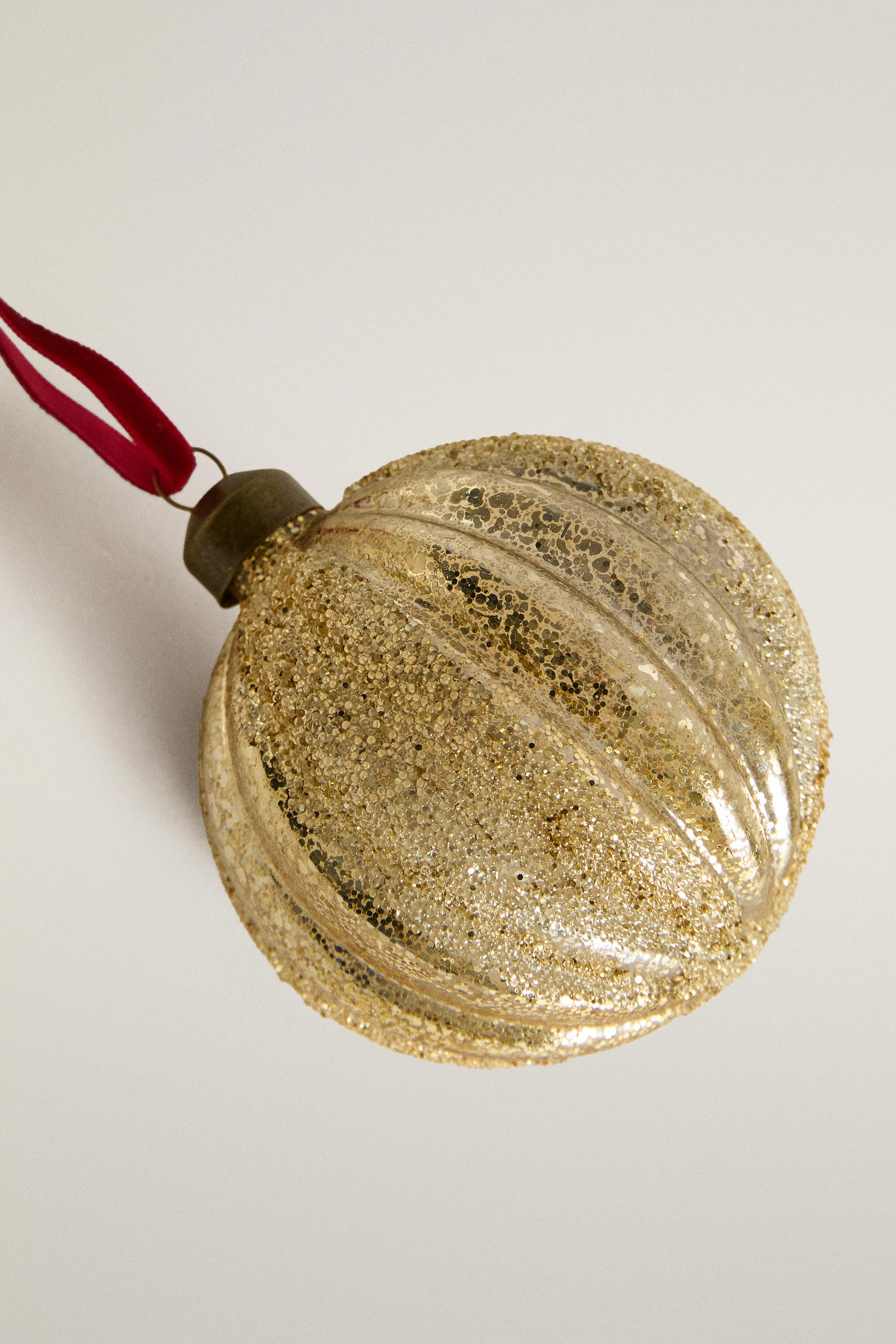 STRIPED GLASS CHRISTMAS TREE BAUBLE