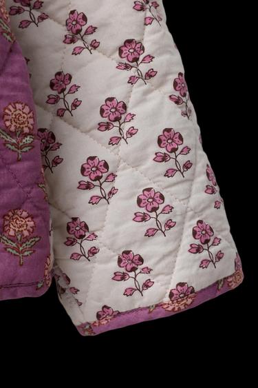 Zara PATCHWORK QUILTED JACKET - Dark pink