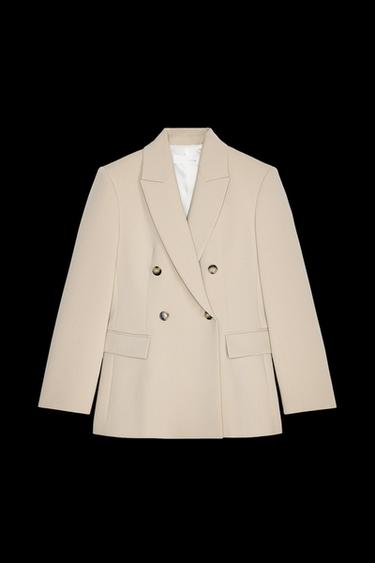 Zara STRAIGHT CUT DOUBLE BREASTED BLAZER - Sand - Image 0