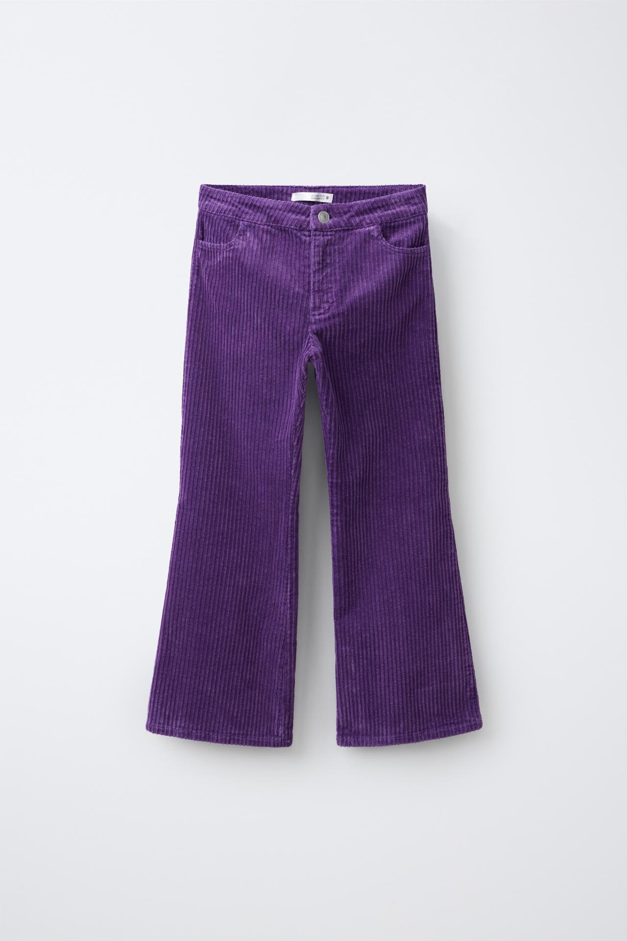 CORDUROY FLARE PANTS — Eggplant