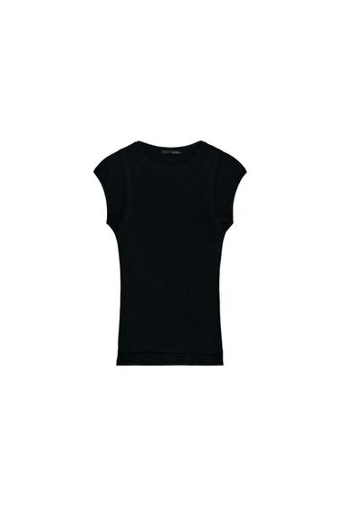Zara SUPIMA® DOUBLE EFFECT T-SHIRT - Black
