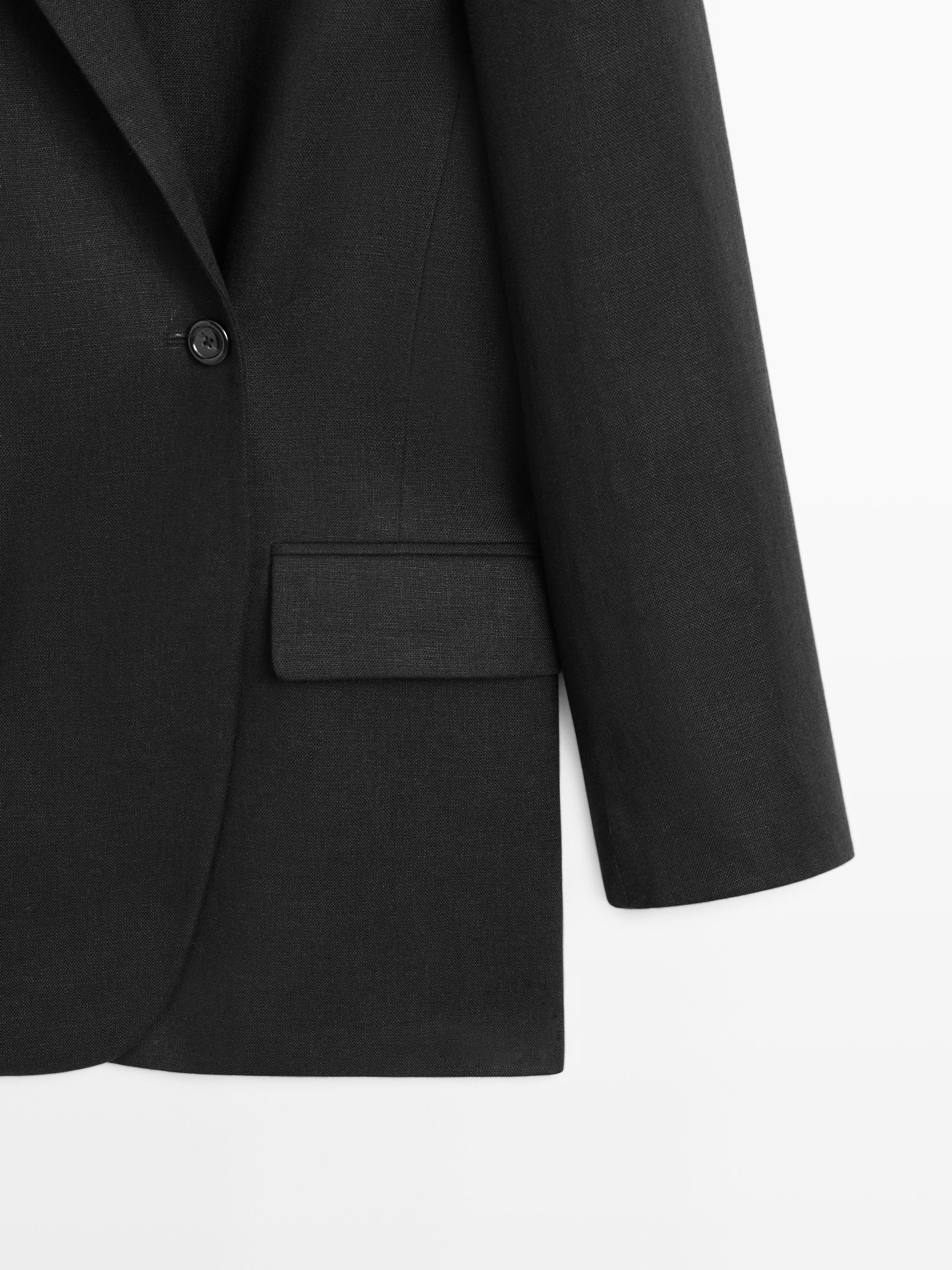 100% linen double-breasted blazer