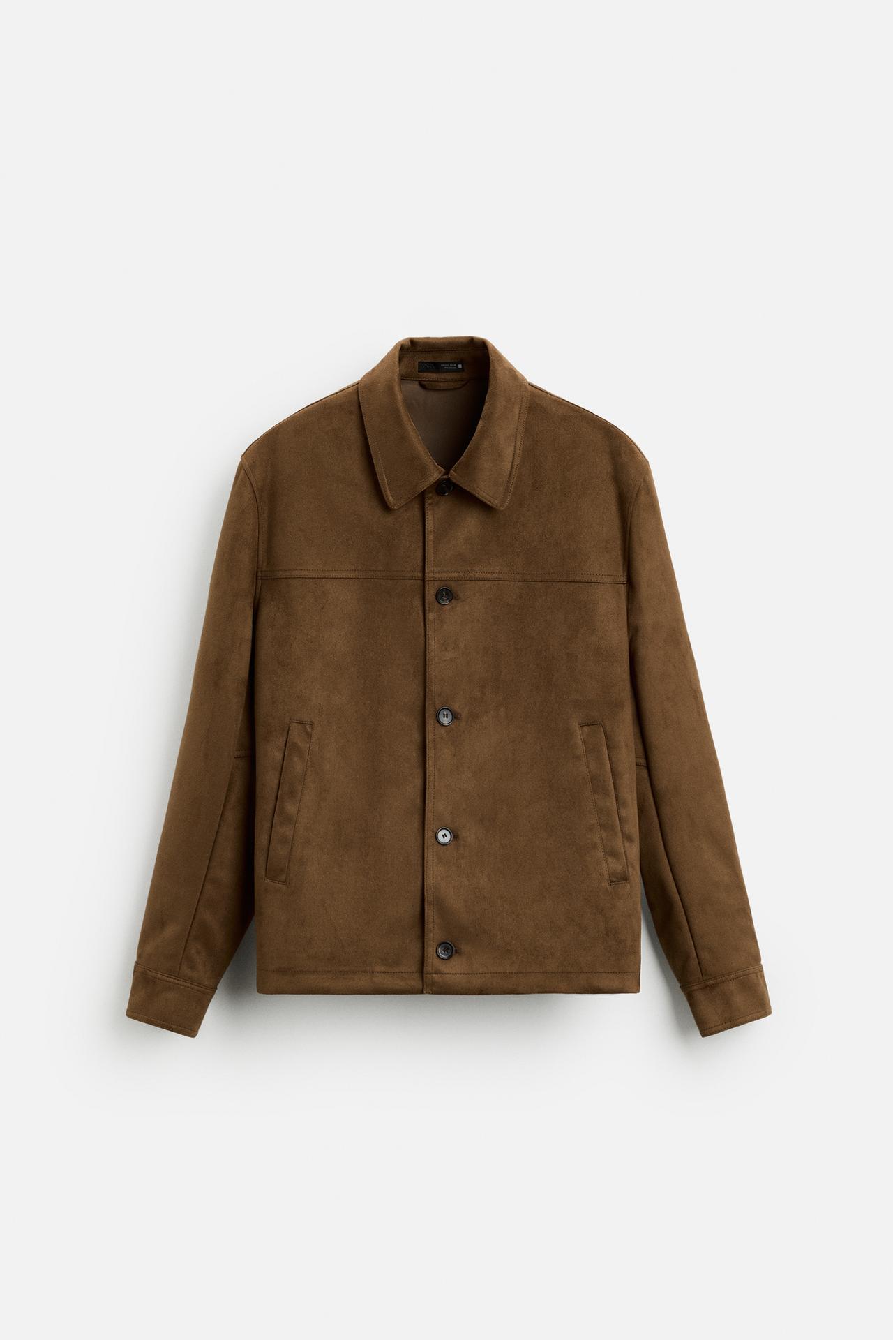 Zara FAUX SUEDE JACKET - Brandy