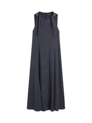 Zara Flowing midi dress with buckles - Blue / Gray