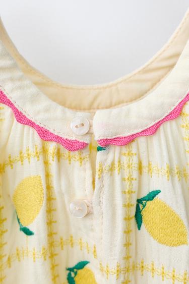ROBE CITRONS BRODÉS CASA LAWA X ZARA KIDS - Écru de Zara - Image 3