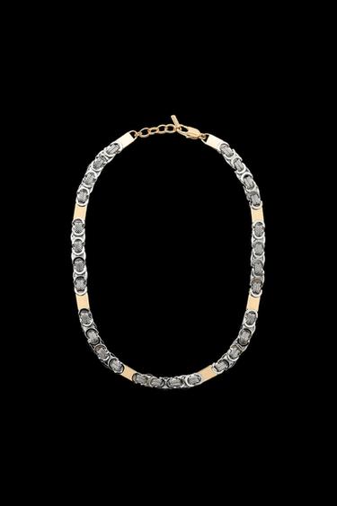 HALSKETTE IN MATERIALKOMBINATION MIT KETTE UND GEARBEITETEN ELEMENTEN - Gold / Silber von Zara - Bild 0