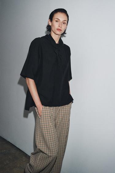 FLOWING BLOUSE WITH SCARF ZW COLLECTION - Black by Zara