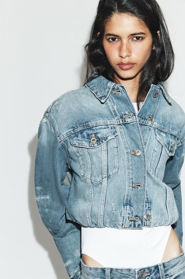 CAZADORA DENIM TRF ROTOS - Azul de Zara - Imagen 0
