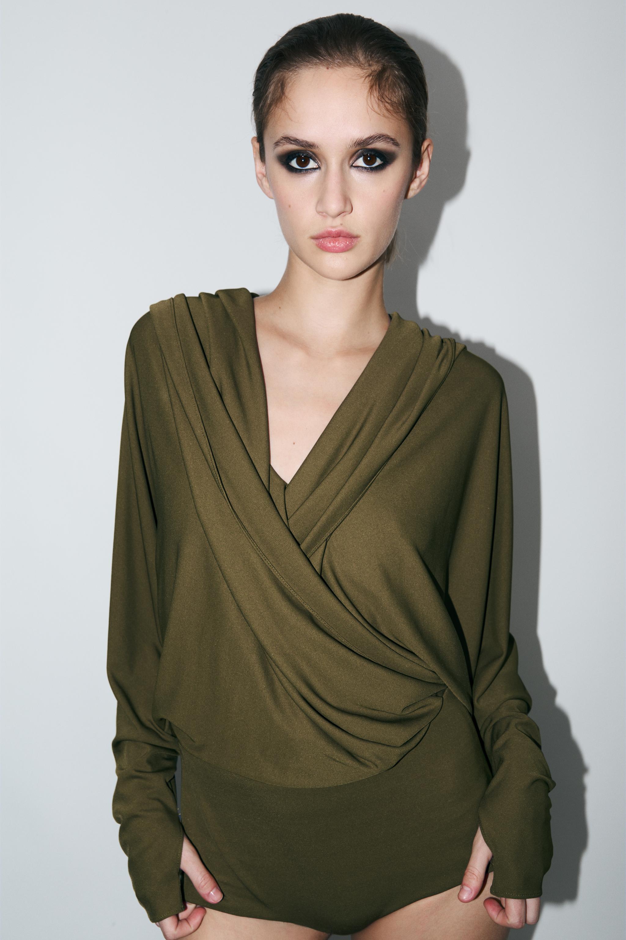 green leather bodysuit zara