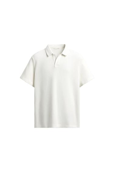 Zara REGULAR FIT TEXTURED POLO - Oyster-white