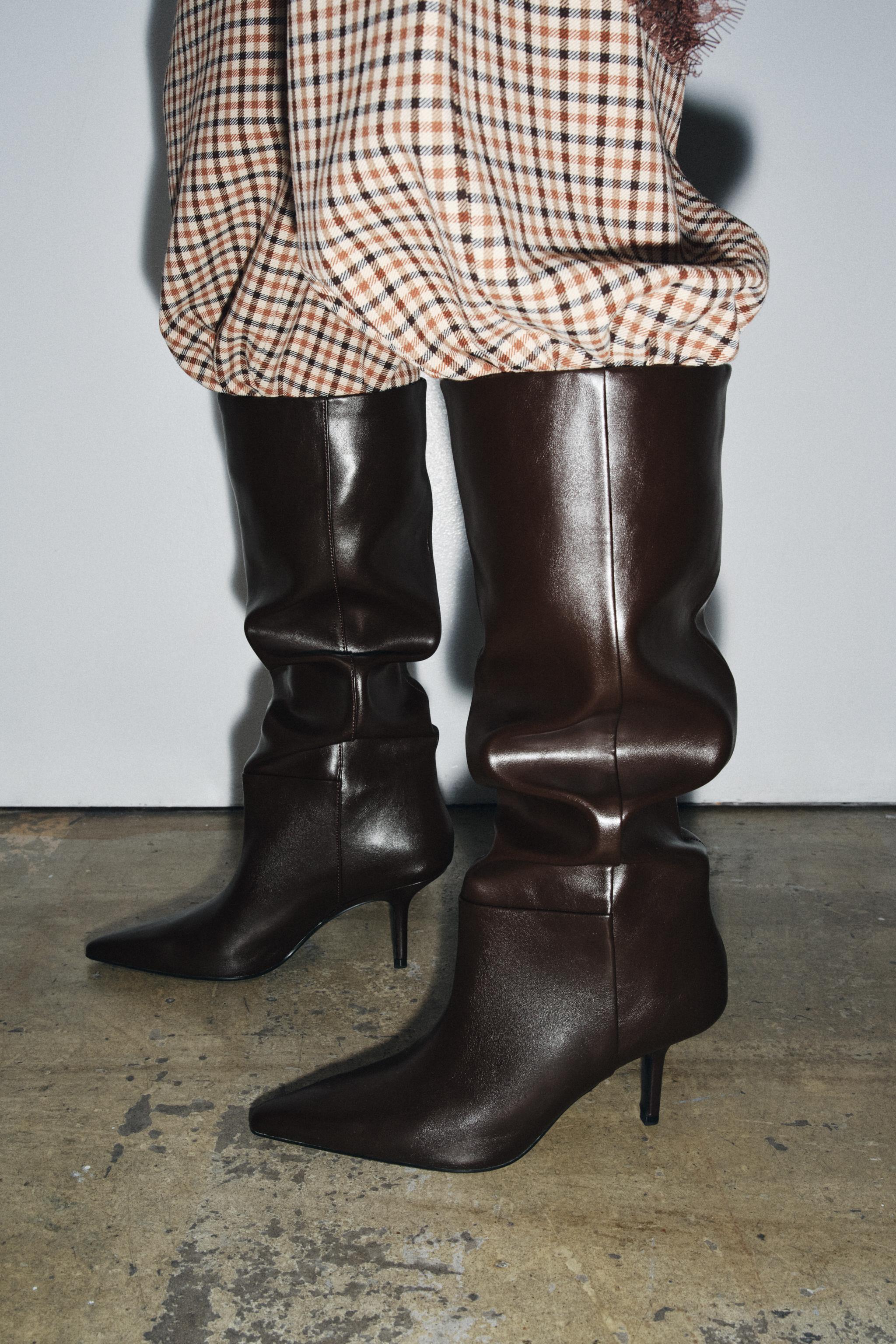 POINTED HIGH-HEEL BOOTS Chocolate Brown ZARA United Kingdom