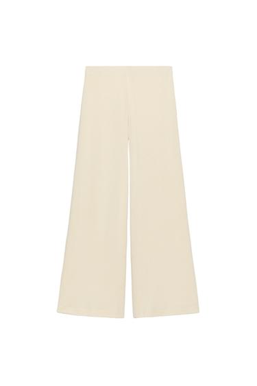 Zara FLOWY PALAZZO PANTS - Butter