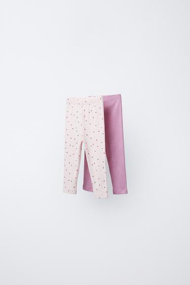 TWO-PACK OF LEGGINGS, HEARTS AND PLAIN - Pink by Zara - Image 0