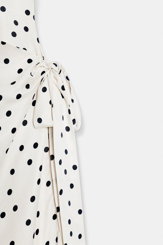 satin polka dot dress zara SATIN POLKA DOT DRESS - Red