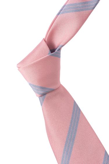 100% SILK STRIPED TIE - Pink by Zara - Image 3