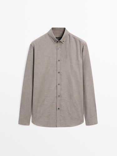 Zara Soft regular fit melange shirt - Mink