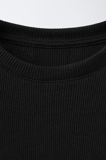 RIBBED COMBINATION DRESS WITH CHECK SKIRT - Ecru / Black by Zara - Image 2