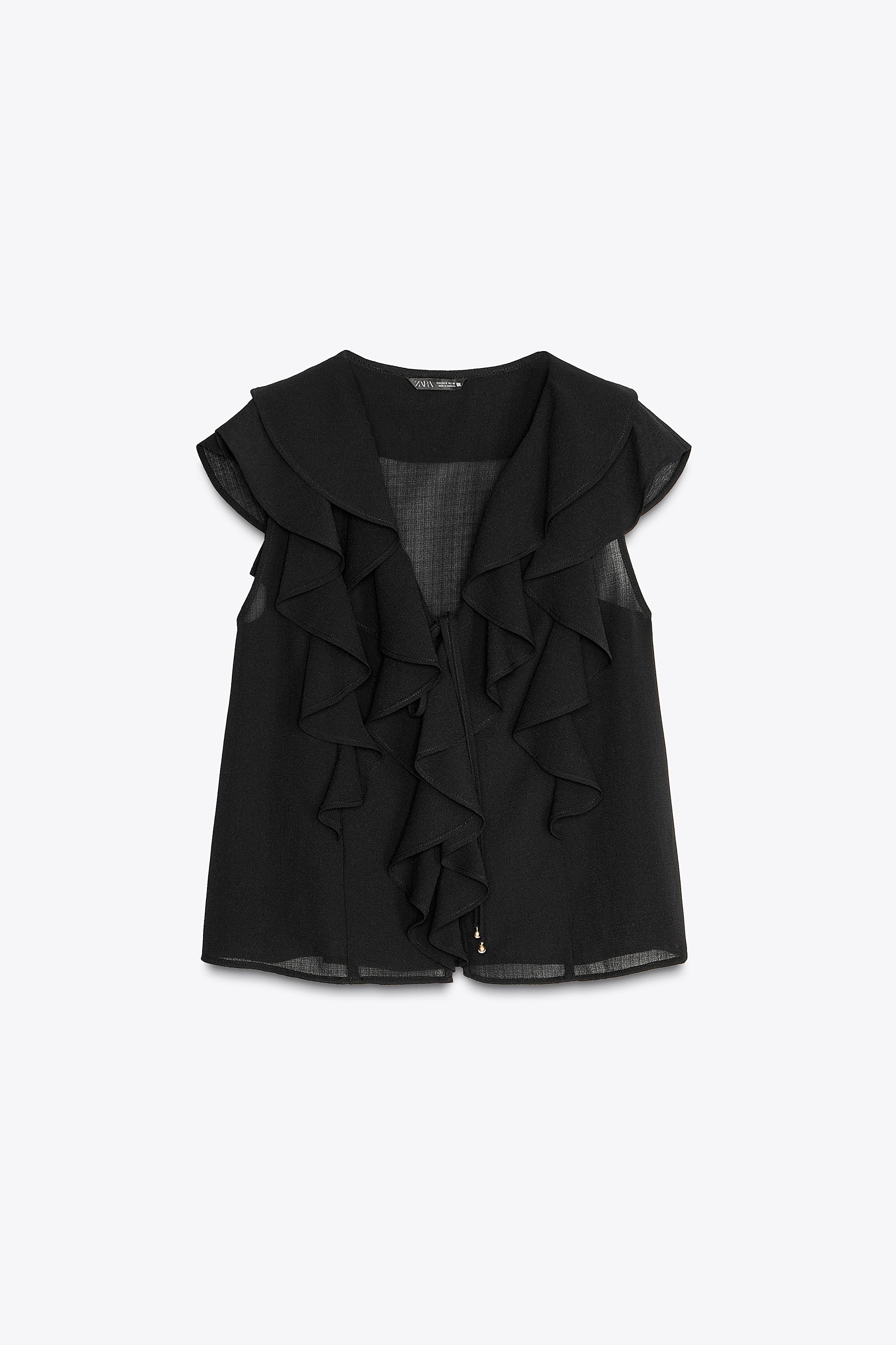 zara black ruffle top