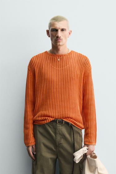 WASHED TEXTURED JUMPER - Orange by Zara