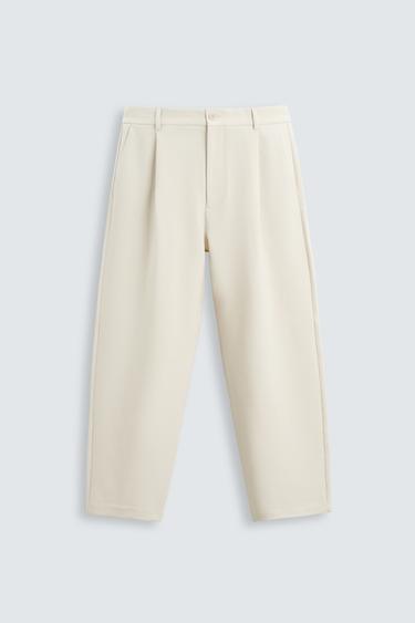 RELAXED FIT PLEATED TROUSERS - Ecru by Zara