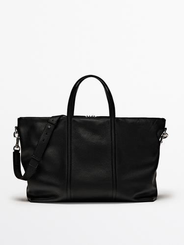 Zara Grainy leather travel bag - Black - Image 0