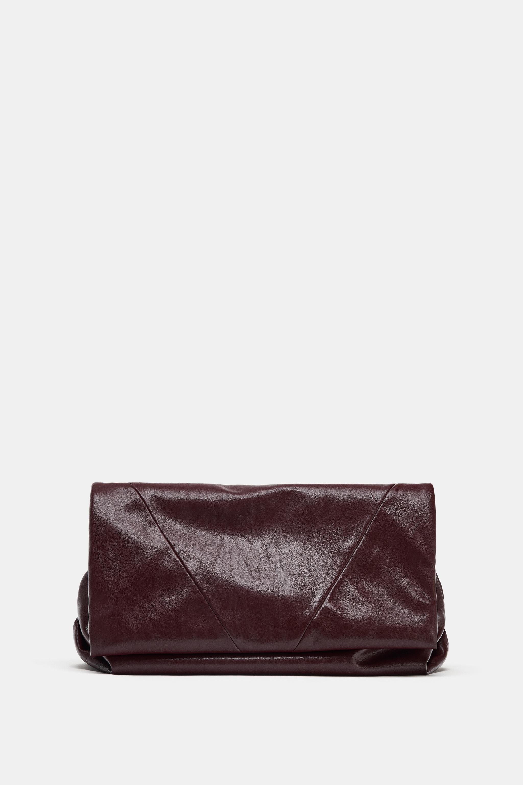 Burgundy Clutch Bags CLUTCH BAG WITH STRAP Burgundy Red ZARA
