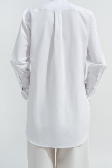 CHEMISE EN POPELINE À PLASTRON ZW COLLECTION - Blanc de Zara - Image 3