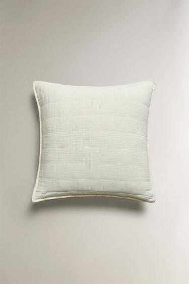CUSHION COVER FOR QUILTS WITH SQUARES - Oyster-white by Zara - Image 2