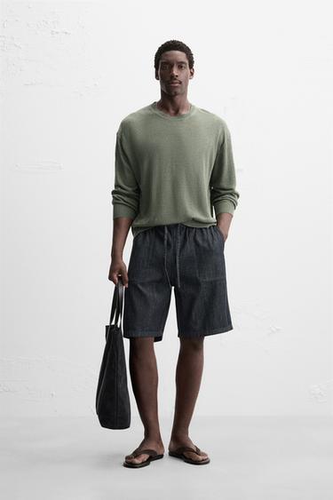 RELAXED FIT DENIM BERMUDA SHORTS - Indigo by Zara - Image 0