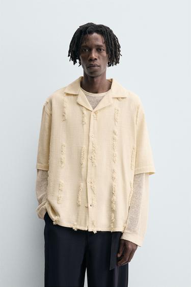 RAISED EMBROIDERY SHIRT - Ecru by Zara